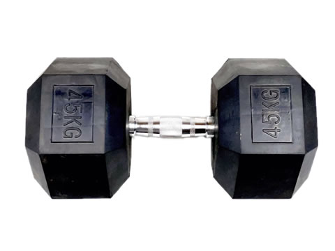 Rubber Hex Dumbbell 45kg